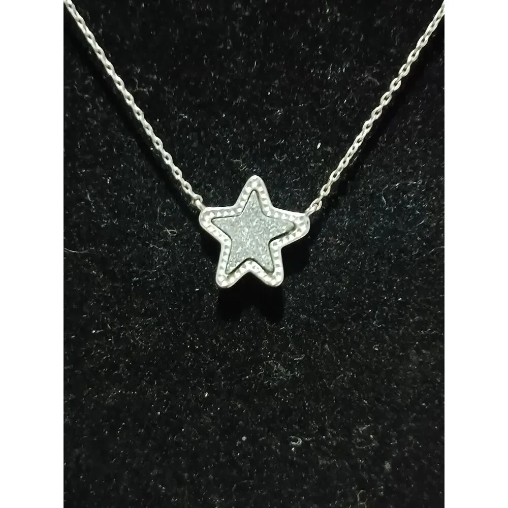 KENDRA SCOTT Jae Star Silver Pendant Necklace in Platinum Drusy, 16